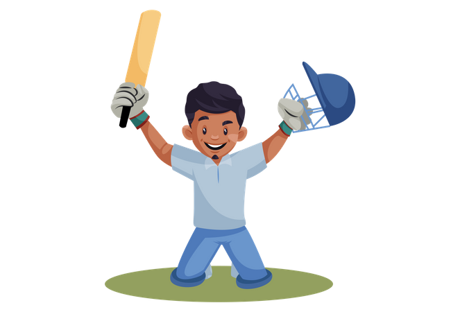 Cheerful Indian cricket player Illustration