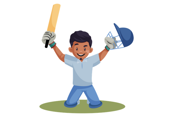 Cheerful Indian cricket player  Illustration