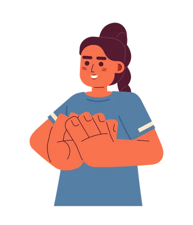 Cheerful latin girl clapping  Illustration