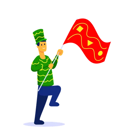 Cheerful man celebrating on carnival parade  Illustration