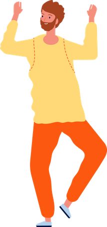 Cheerful man dancing at party Illustration