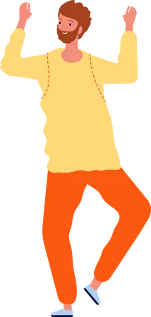 Cheerful man dancing at party Illustration