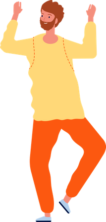 Cheerful man dancing at party  Illustration