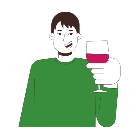 Cheerful man toasting wine glass  Illustration