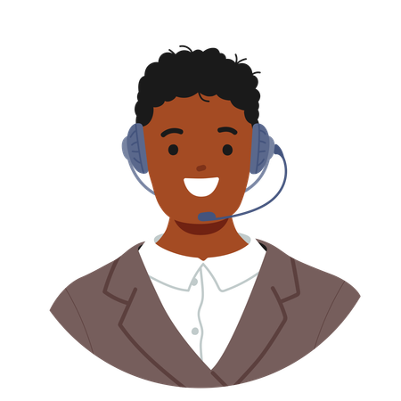 Cheerful Man Working In Customer Service Department  Illustration