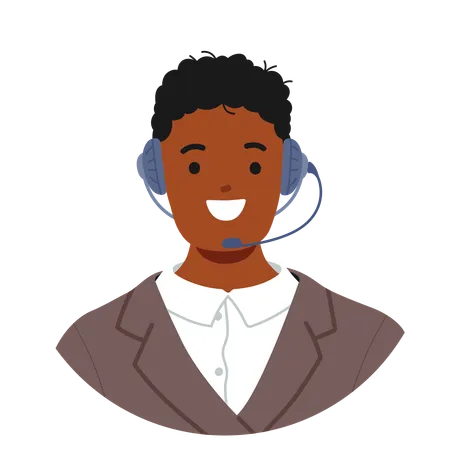 Cheerful Man Working In Customer Service Department  Illustration