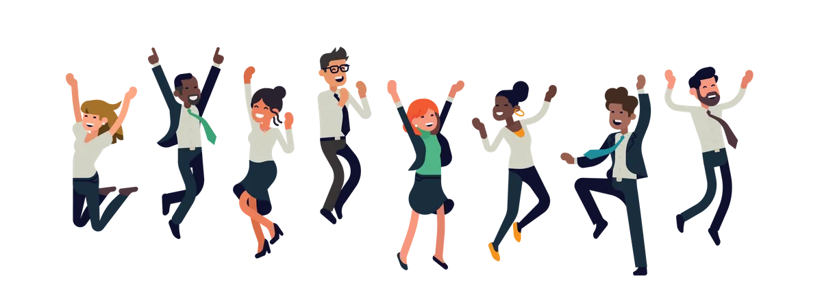 Cheerful multiracial business people celebrating together Illustration