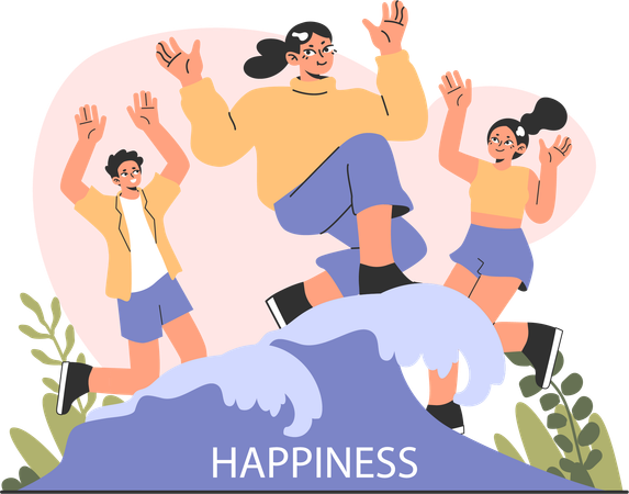 Cheerful people on same wavelength  Illustration