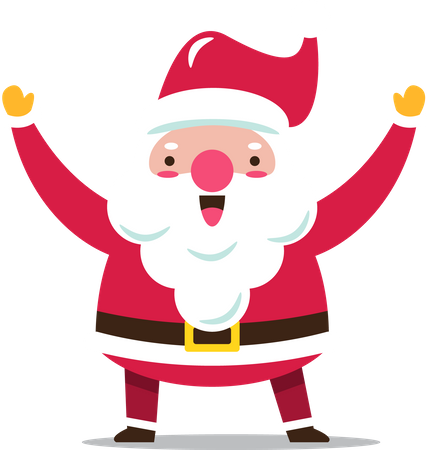 Cheerful Santa Claus with hands up  Illustration