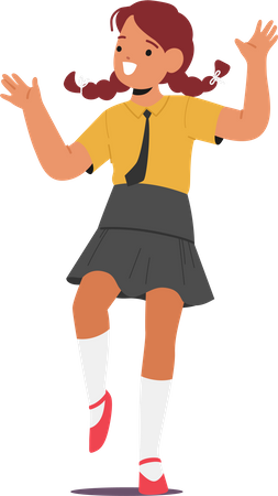 Cheerful School Girl Character Striking A Happy Pose  Illustration