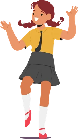 Cheerful School Girl Character Striking A Happy Pose Radiating Joy And Confidence Ready To Take On The World With Her Bright Smile And Positive Energy Cartoon People Vector Illustration Illustration