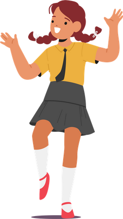 Cheerful School Girl Character Striking A Happy Pose  Illustration