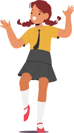 Cheerful School Girl Character Striking A Happy Pose  Illustration