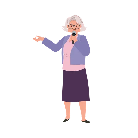 Cheerful Senior Moderator Guiding Meaningful Conversations  Illustration