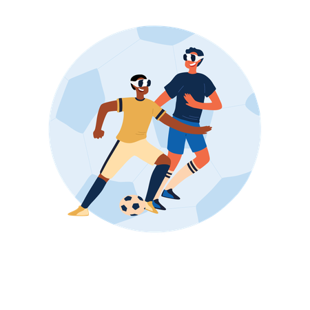 Cheerful teenagers playing virtual soccer  Illustration