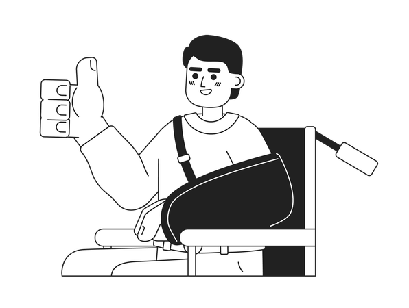 Cheerful wheelchair man thumb up showing  Illustration