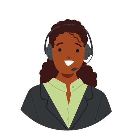 Cheerful Woman Working In Customer Service Department  Illustration