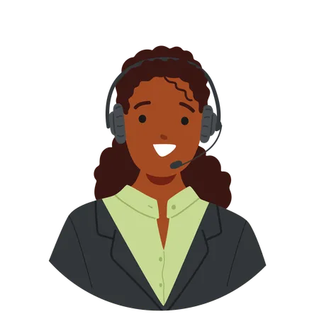 Cheerful Woman Working In Customer Service Department  Illustration