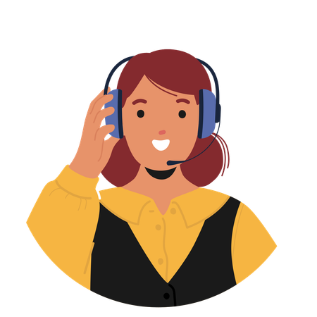 Cheerful Woman Working In Customer Support Department  Illustration