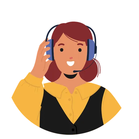 Cheerful Woman Working In Customer Support Department  Illustration