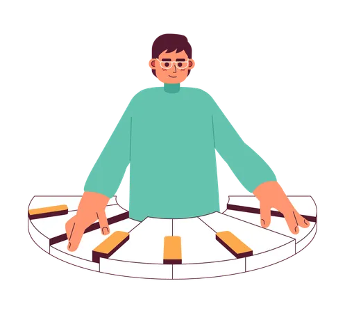 Cheerful young musician playing piano  Illustration
