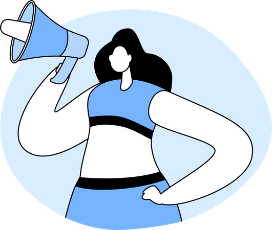 Cheerleader announcing in megaphone Illustration