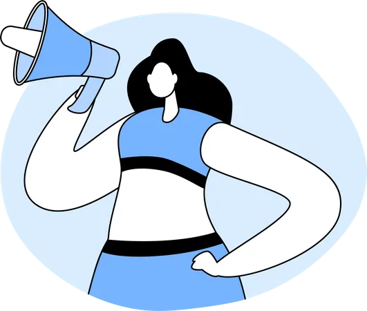 Cheerleader announcing in megaphone Illustration