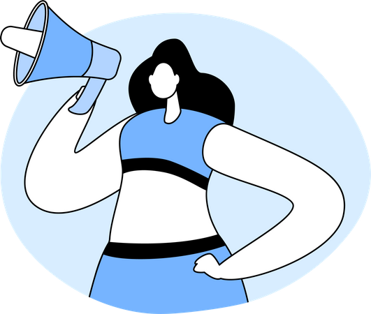 Cheerleader announcing in megaphone  Illustration