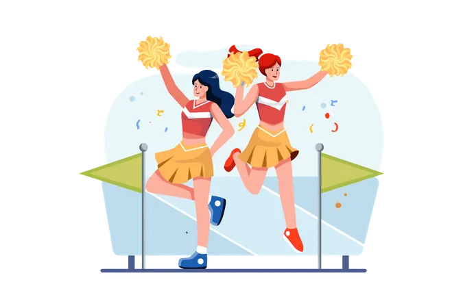 Cheerleader cheering up and dancing Illustration