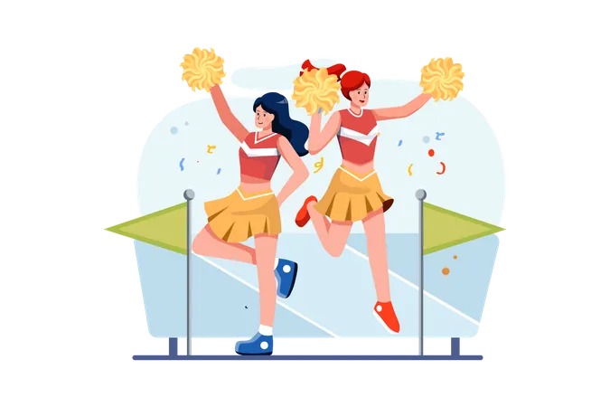 Cheerleader cheering up and dancing  Illustration