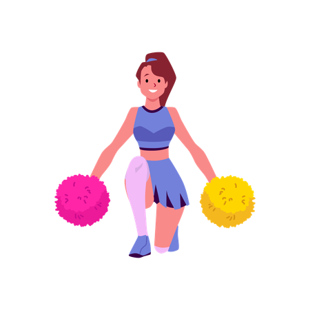 Cheerleader dancing and cheering her team  Illustration