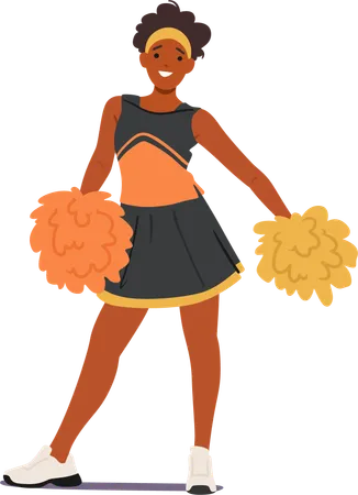 Vibrant Cheerleader Girl Radiates Energy And Positivity With Spirited Routines Infectious Enthusiasm And A Megawatt Smile She Boosts Team Morale And Captivates Audiences With Her Dynamic Presence イラスト