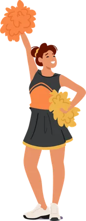 Cheerleader Girl Character In Vibrant Colors Twirling Pompoms With Infectious Enthusiasm Radiates Spirit Captivating Crowd With Dynamic Moves And Megawatt Smile Cartoon People Vector Illustration Illustration