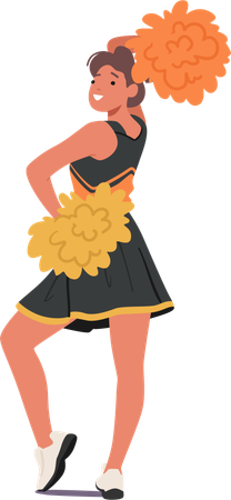 Cheerleader Girl Brandishes Pompoms With Infectious Energy  Illustration