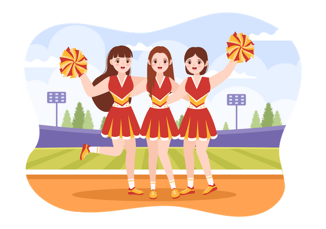 Cheerleader Girls Illustration