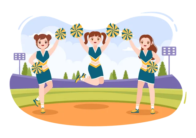 Cheerleader Girls doing dance  Illustration