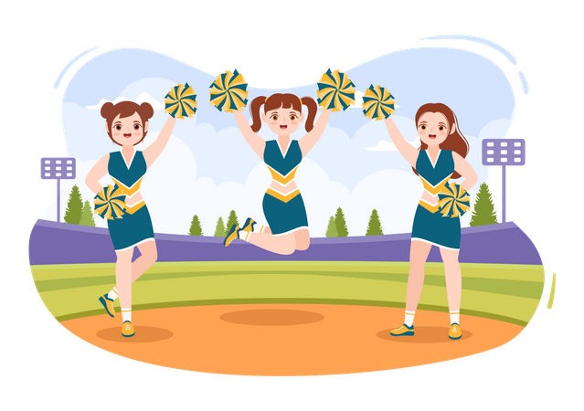 Cheerleader Girls doing dance  Illustration