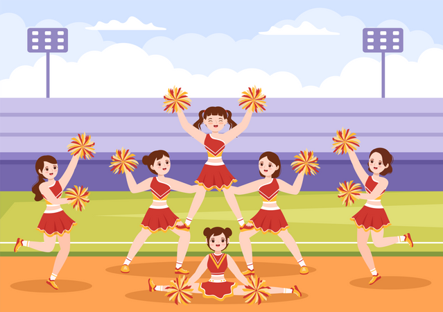 Cheerleader Girls making dance moves  Illustration