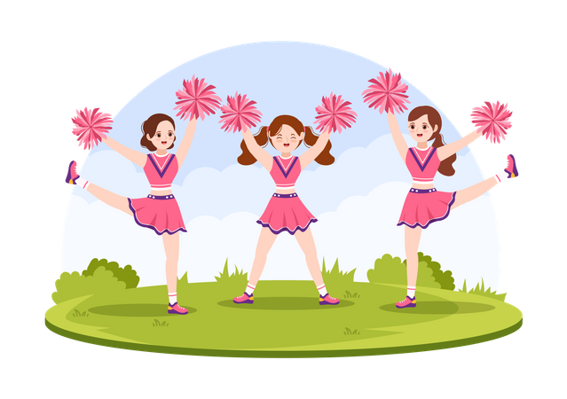 Cheerleader Girls support team Illustration