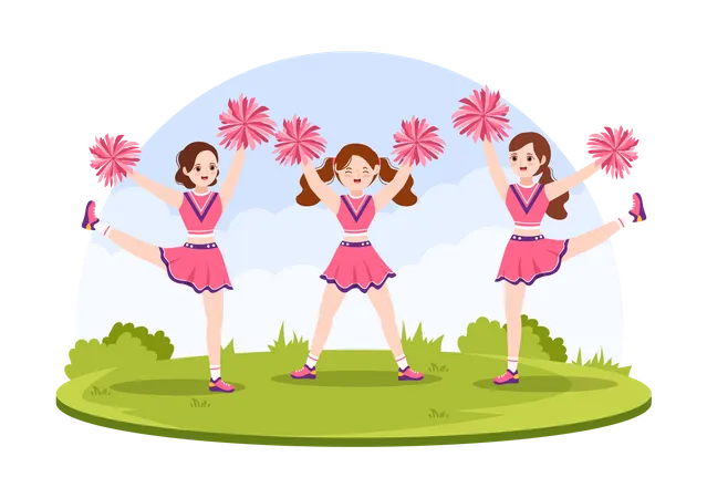 Cheerleader Girls support team  Illustration