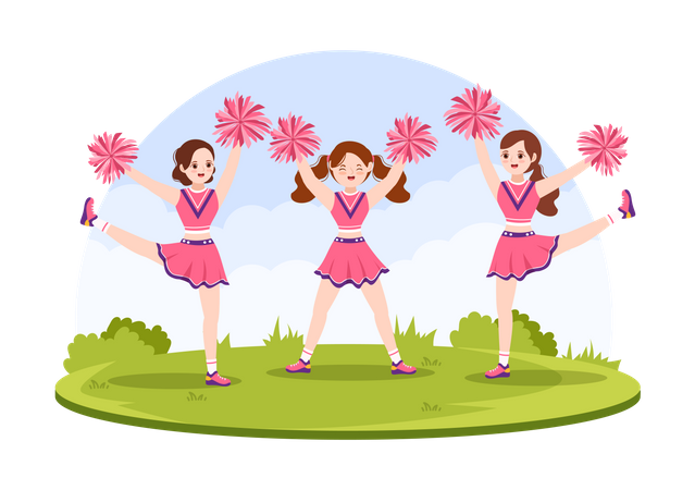 Cheerleader Girls support team  Illustration