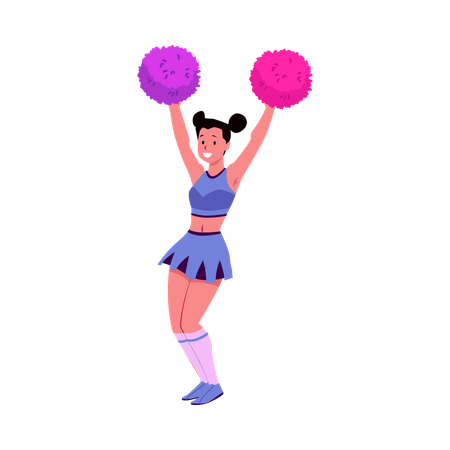 Cheerleader dancing and cheering her team  Illustration