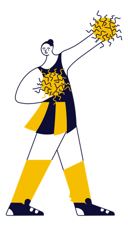 Cheerleader In Uniform Holding Pompoms Illustration