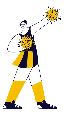 Cheerleader In Uniform Holding Pompoms  Illustration