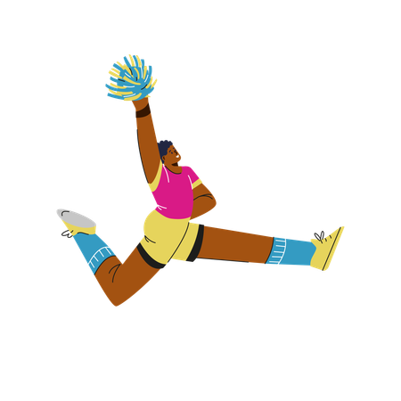 Cheerleader jumping with pom pom  Illustration