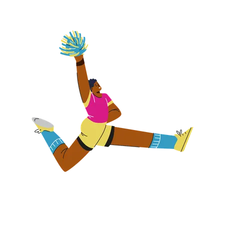 Cheerleader jumping with pom pom  Illustration