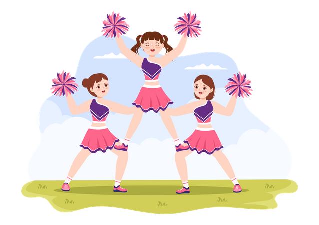 Cheerleader-Mädchen machen Pyramide  Illustration