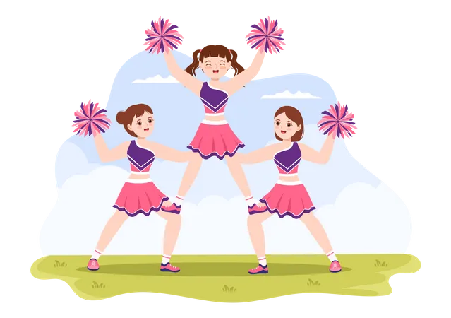 Cheerleader-Mädchen machen Pyramide  Illustration