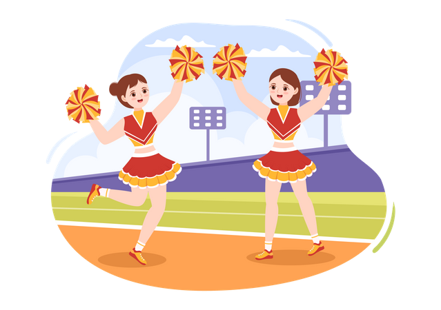 Cheerleader mit Pompons  Illustration