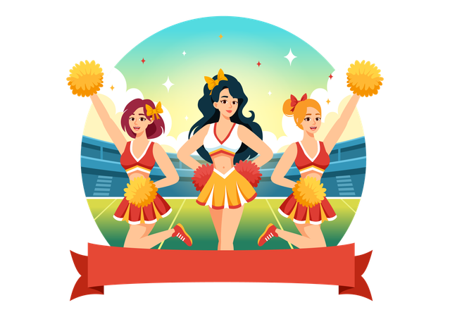 Cheerleader Practice  Illustration